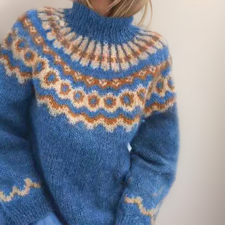 Lea | Maglione a collo alto con sprone jacquard