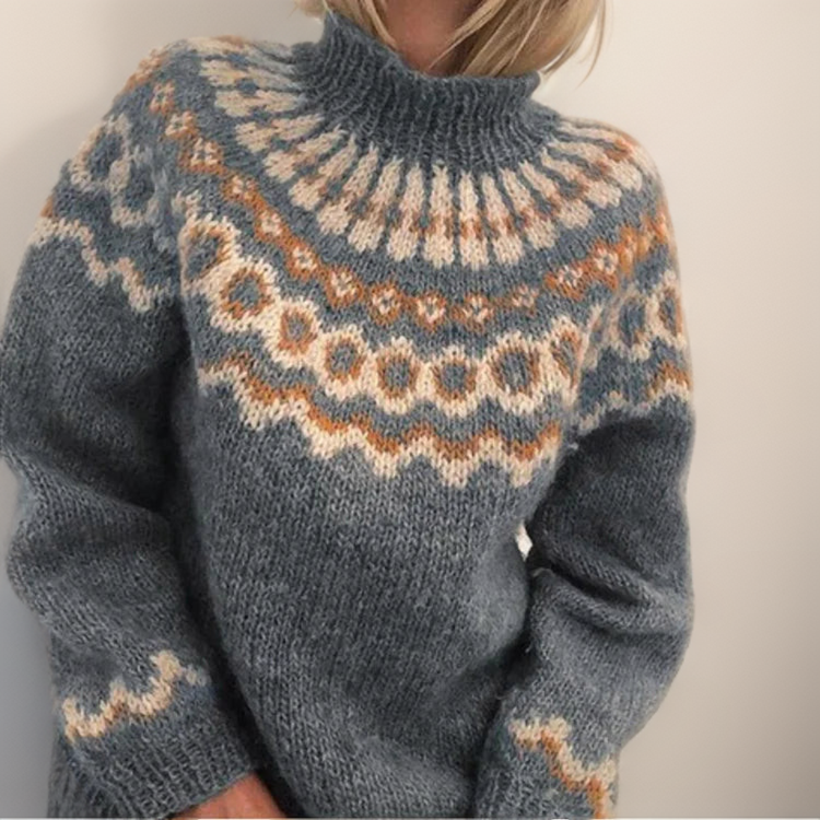 Lea | Maglione a collo alto con sprone jacquard