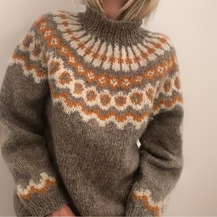 Lea | Maglione a collo alto con sprone jacquard