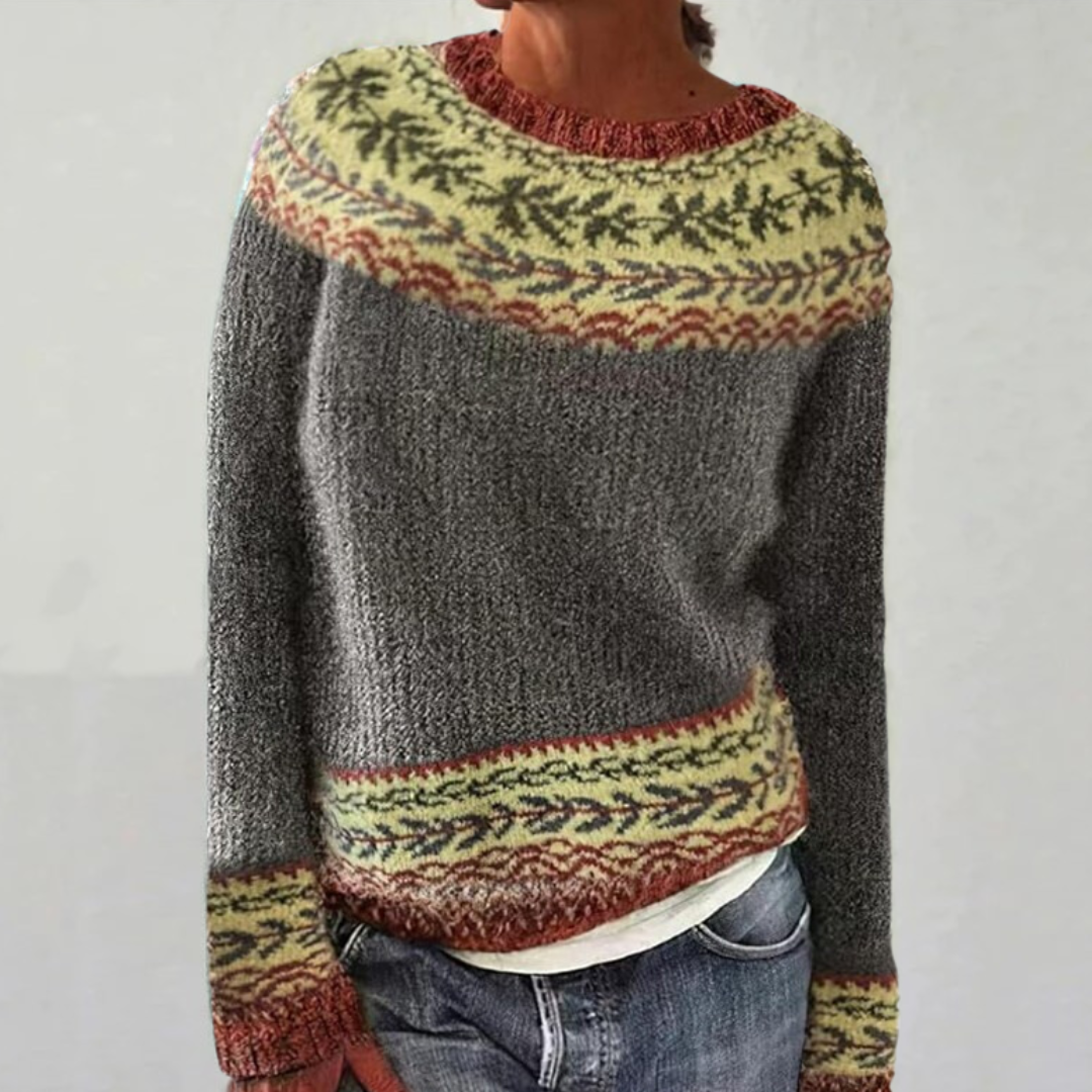 Lina | Maglione con sprone e bordo a foglie